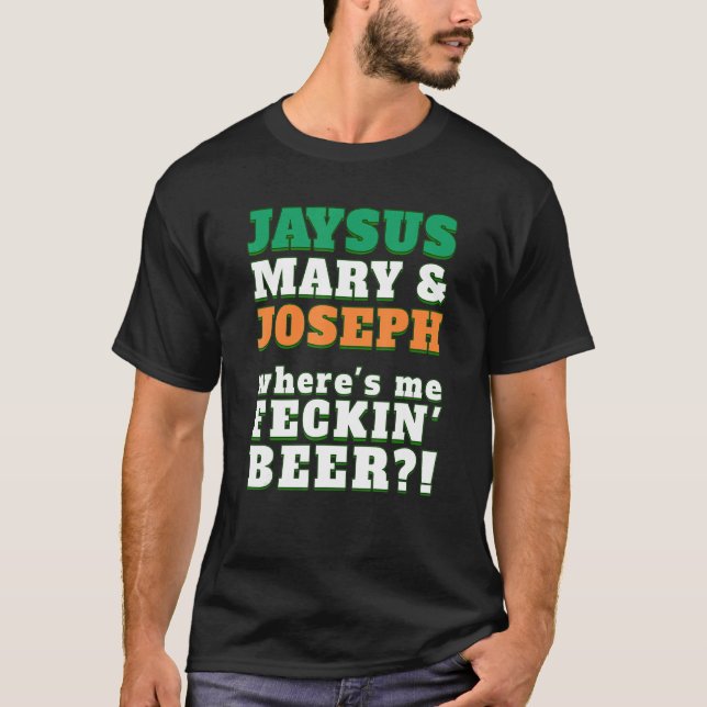 Camiseta Onde está minha CERVEJA Irlandesa Engraçada Shir (Frente)