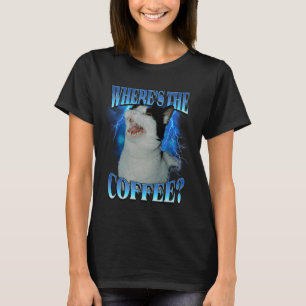Camiseta Onde Está o Gato Café Estilo Divertido de Hip Hop 