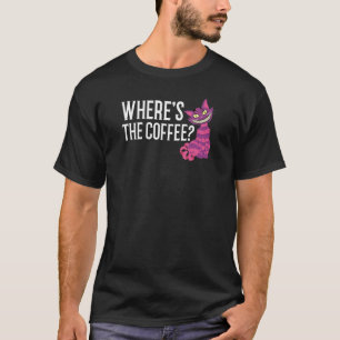 Camiseta Onde está o gato roxo listrado sorrindo no topo do