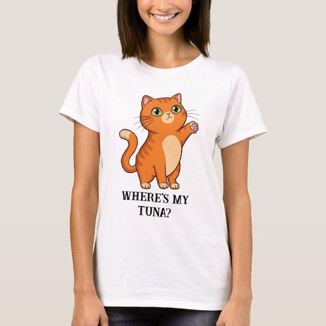 Camiseta Onde está o meu atum? Gato Cinto (Frente)