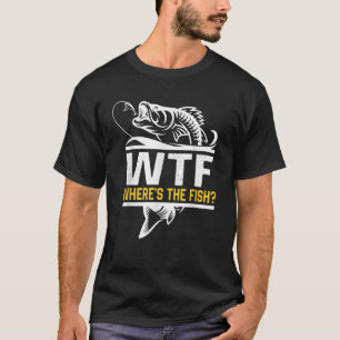 Camiseta Onde está o peixe WTF Men Engraçado Pesca T Shirt