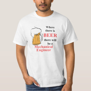Camiseta Onde há cerveja - engenheiro mecânico