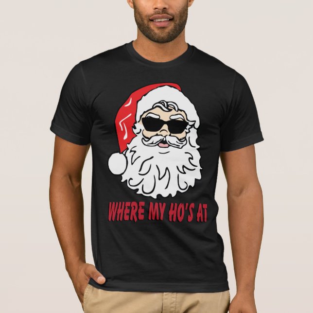 Camiseta Onde meu ho no t-shirt do Natal de Papai Noel (Frente)