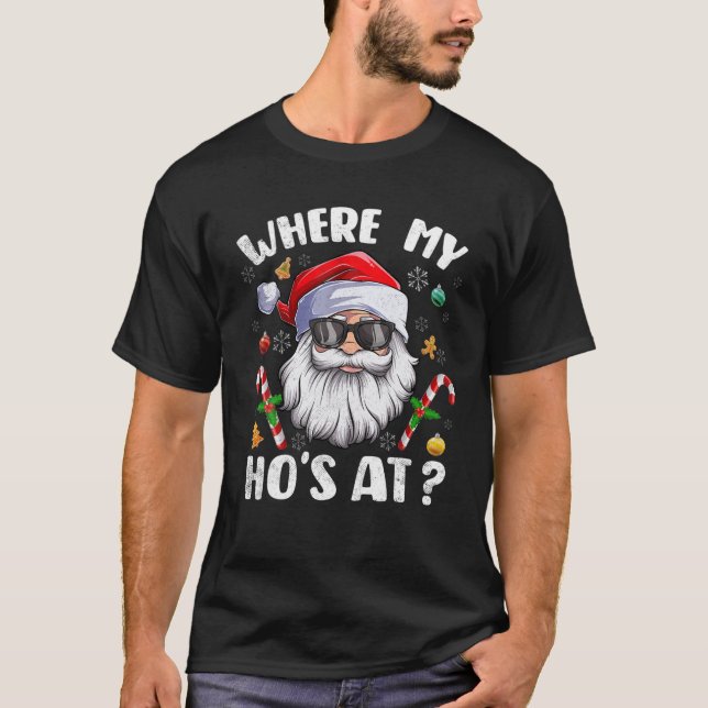 Camiseta Onde Minha Mão No Natal, Papais noeis Legal Adulta (Frente)