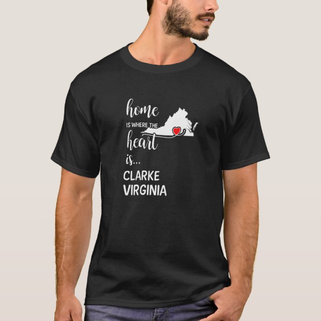 Camiseta Onde O Coração É Clarke County Virginia (Frente)