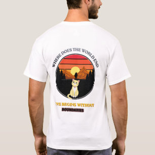 Camiseta Onde o Mundo Acaba Gato Fofo Pôr do Sol Retro T