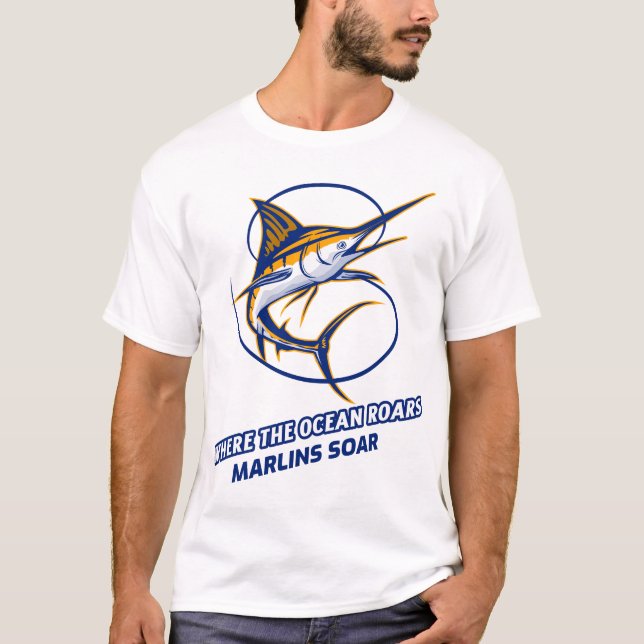 Camiseta Onde O Oceano Arrasta Marlins Soar Marlin (Frente)
