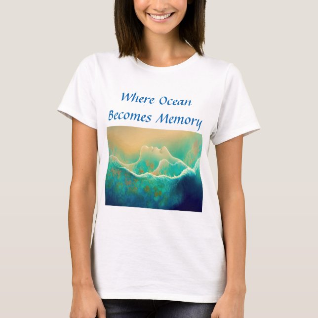 Camiseta "Onde o oceano se torna memória" - Verde Azul (Frente)