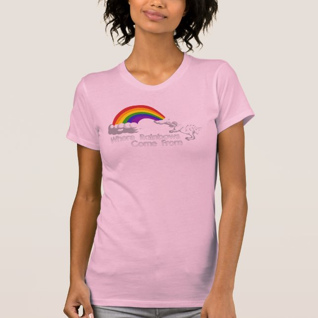 Camiseta Onde os arcos-íris vêm dos t-shirt (Frente)