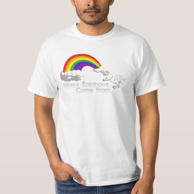 Camiseta Onde os arcos-íris vêm dos t-shirt (Frente)