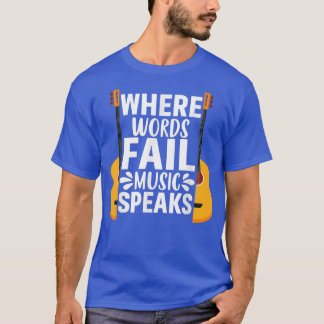 Camiseta Onde Palavras Falham Música Fala Guitarista E-G
