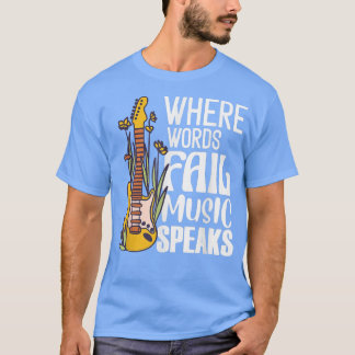 Camiseta Onde Palavras Falham Música Fala Guitarista E-G