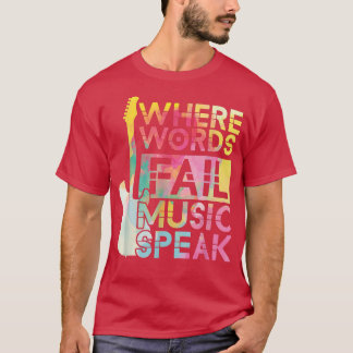 Camiseta Onde Palavras Falham Música Fala Guitarista E-G