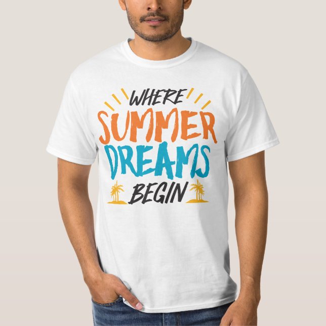 Camiseta Onde Sonhos De Verão Começam Paraíso Tropical (Frente)