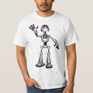 Camiseta ondulação de intervalo mínimo da cara do robô 