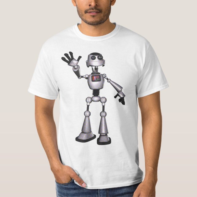 Camiseta ondulação de intervalo mínimo da cara do robô da (Frente)