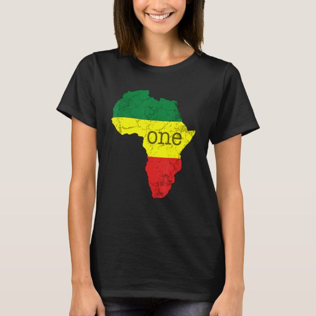Camiseta One Africa Pan African Pride Map Flag Black Pride (Frente)