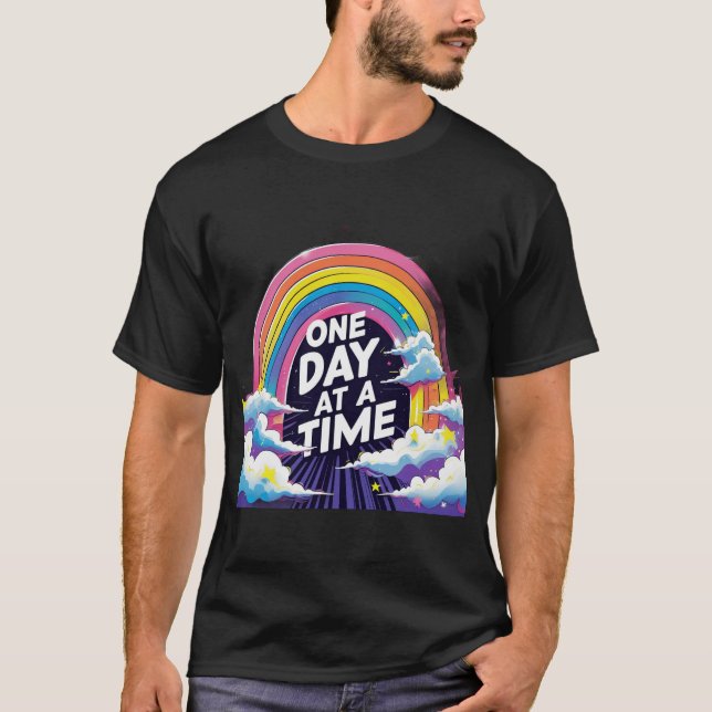Camiseta One Day at a Time – Rainbow Mental Health T-Shirt (Frente)