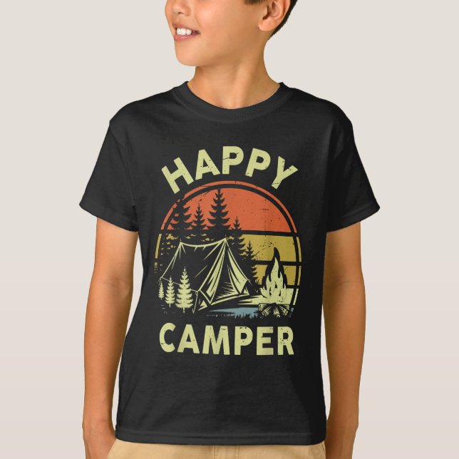 Camiseta One Happy Camper Toddler Boy Funny Camng Campfire  (Frente)