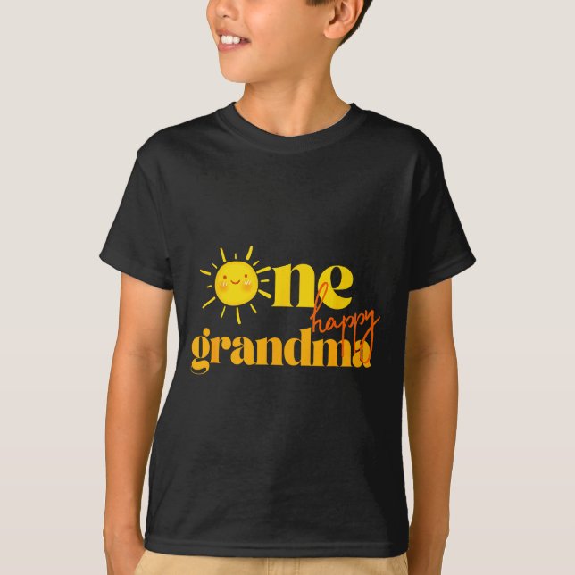 Camiseta One Happy Grandma Birthday First Trip Around The S (Frente)