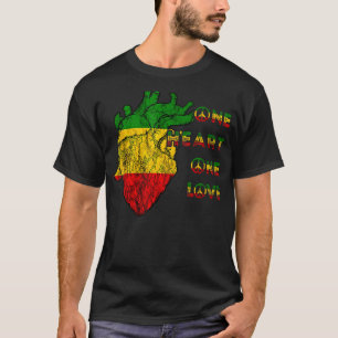 Camiseta One Heart One Love Rasta Reggae Peace Rastafarian