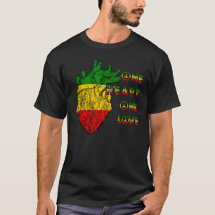 Camiseta One Heart One Love Rasta Reggae Peace Rastafarian