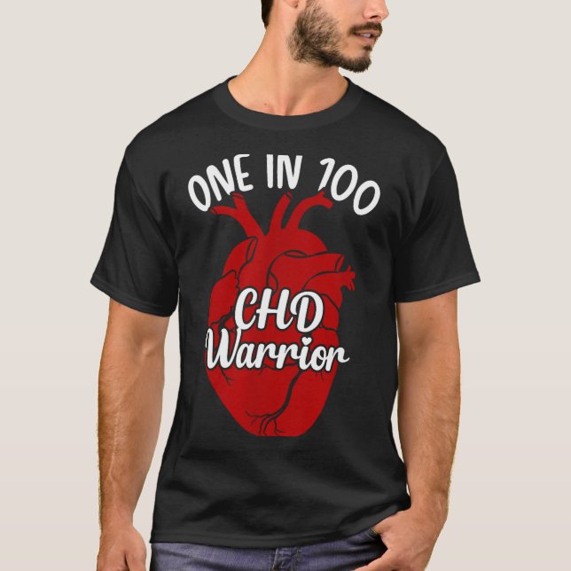 Camiseta One In 100 Chd Warrior Congenital Heart Disease Aw (Frente)