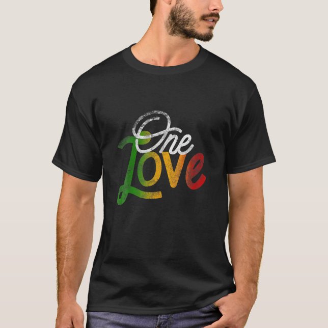 Camiseta One Love Heart Rasta Reggae Roots Clothing T Peace (Frente)