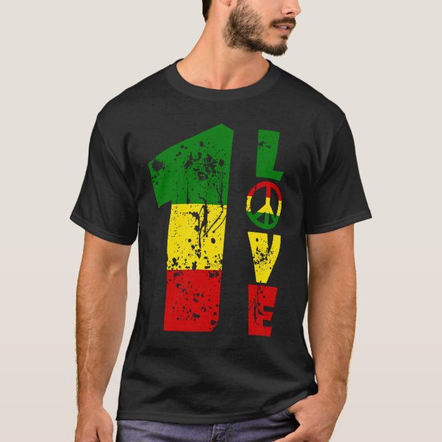 Camiseta One Love Jamaica Rasta Reggae Music Caribe (Frente)