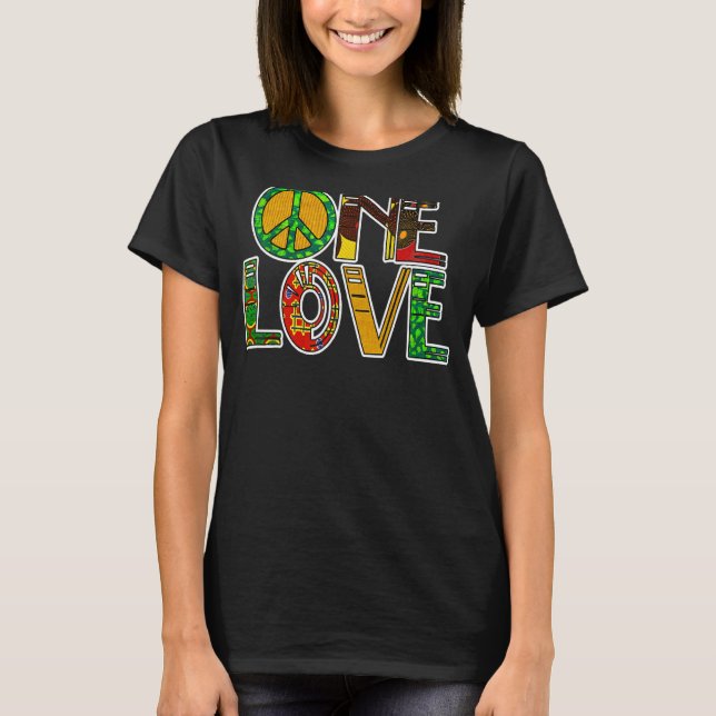 Camiseta One Love Jamaica Rasta Reggage Peace Black History (Frente)