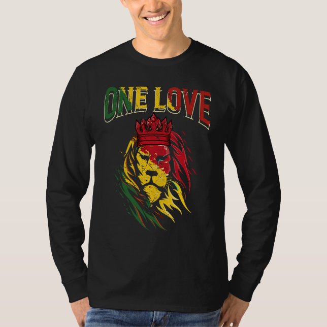 Camiseta One Love Rasta Lion Jamaican Pride Reggae African (Frente)