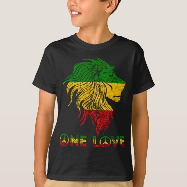 Camiseta One Love Rasta Reggae Lion Of Judah Rastafari Root (Frente)