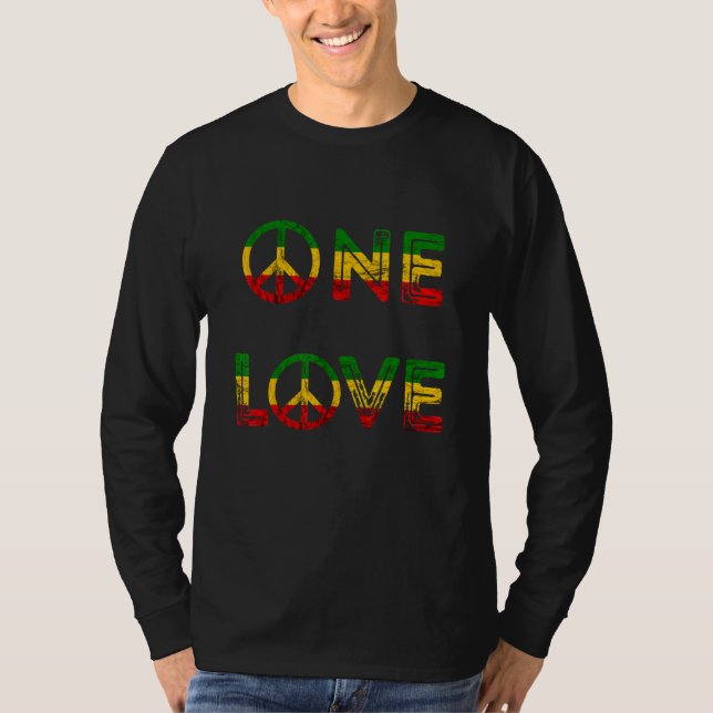Camiseta One Love Rasta Reggae Music Hippie Peace Rastafari (Frente)