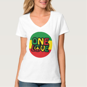 Camiseta One Love, Reggae design com cores reggae