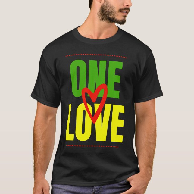 Camiseta One Love Reggae Red Green Yellow Jamaica Pride Reg (Frente)