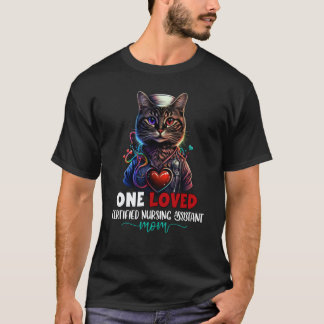 Camiseta One Loved Certified Nursing Assistant Mom Cat Moth
