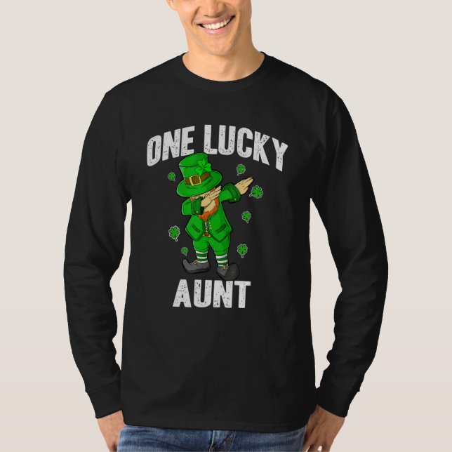 Camiseta One Lucky Aunt St Patricks Day Dabbing Leprechaun  (Frente)