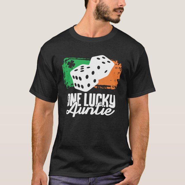 Camiseta One Lucky Auntie Dice Game  Family Group Matching (Frente)