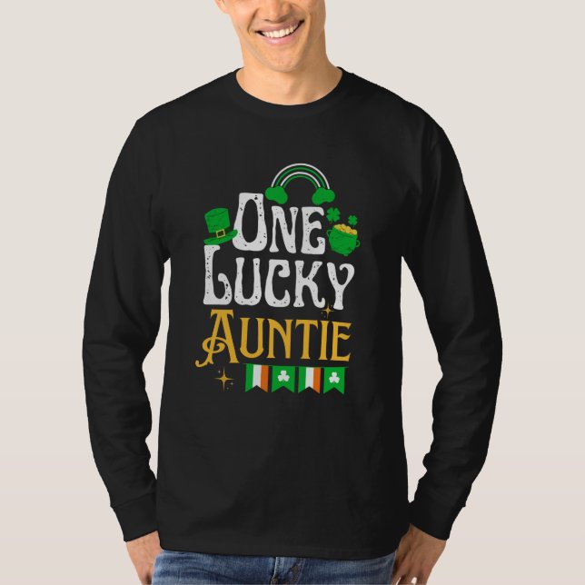 Camiseta One Lucky Auntie St Patricks Day Irish Shamrock (Frente)