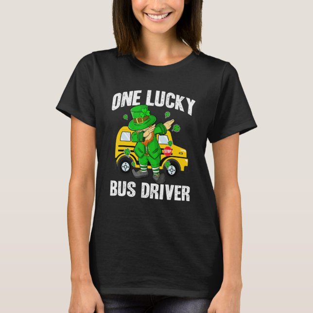Camiseta One Lucky Bus Driver St Patricks Day Dabbing Lepre (Frente)