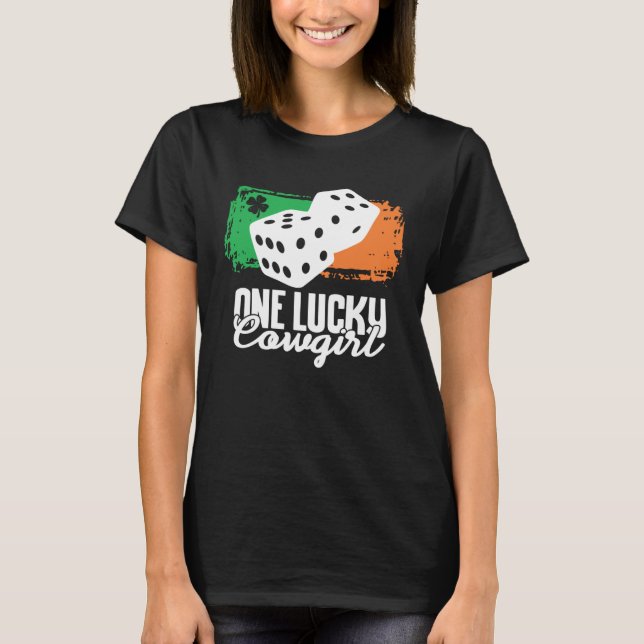 Camiseta One Lucky Cowgirl Dice Game  Family Group Matching (Frente)
