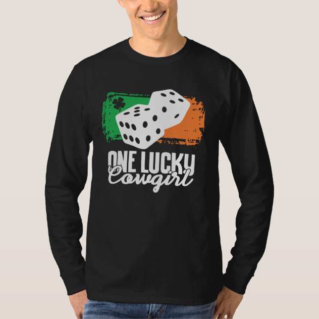 Camiseta One Lucky Cowgirl Dice Game  Family Group Matching (Frente)