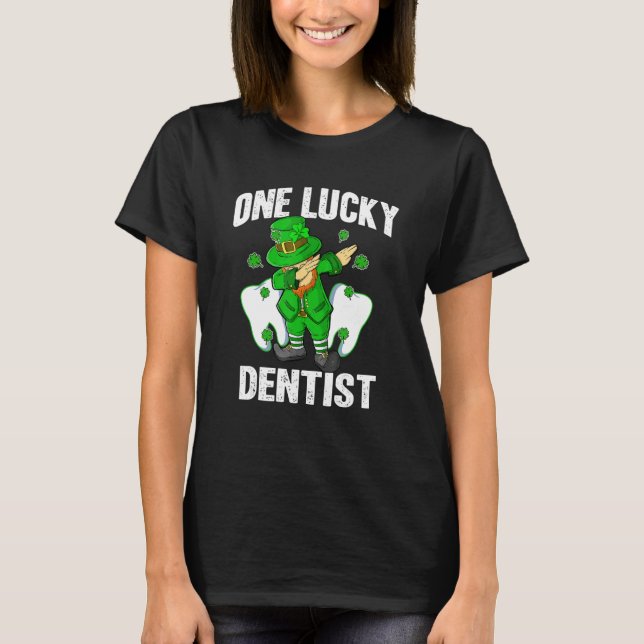 Camiseta One Lucky Dentist St Patricks Day Dabbing Leprecha (Frente)