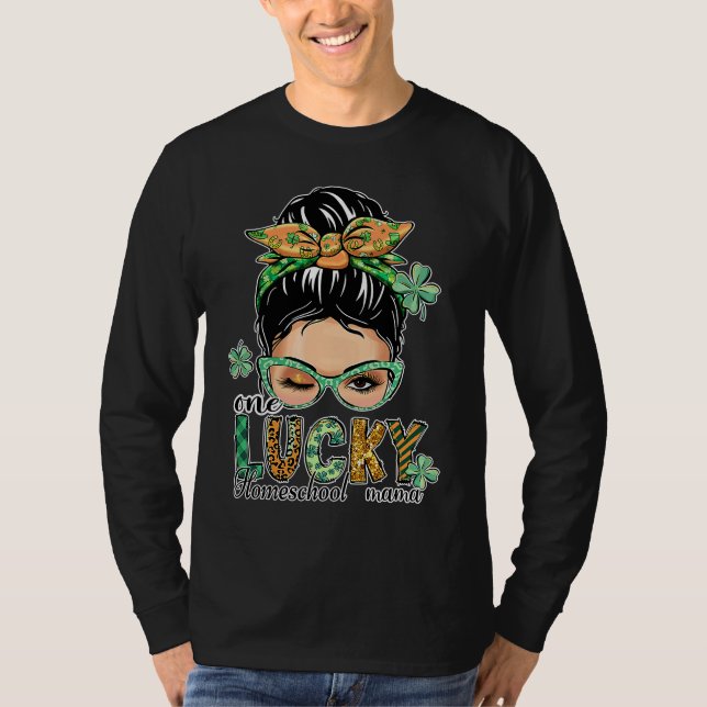 Camiseta One Lucky Homeschool Mama  St Patrick's Day (Frente)
