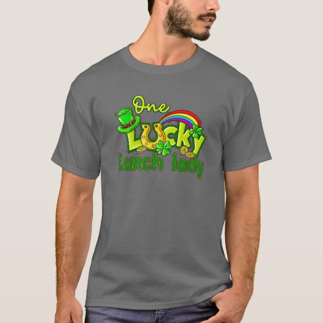 Camiseta One Lucky Lunch Lady St Patricks Day Shamrock Cafe (Frente)