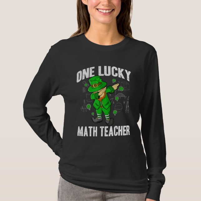 Camiseta One Lucky Math Teacher St Patricks Day Dabbing Lep (Frente)