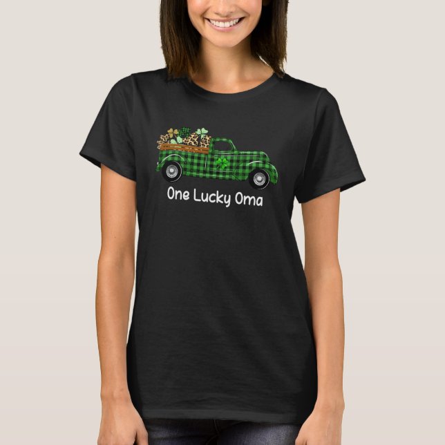 Camiseta One Lucky Oma Green Plaid Truck Shamrocks St Patri (Frente)