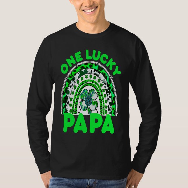 Camiseta One Lucky Papa Good Luck Green Rainbow Shamrock Le (Frente)