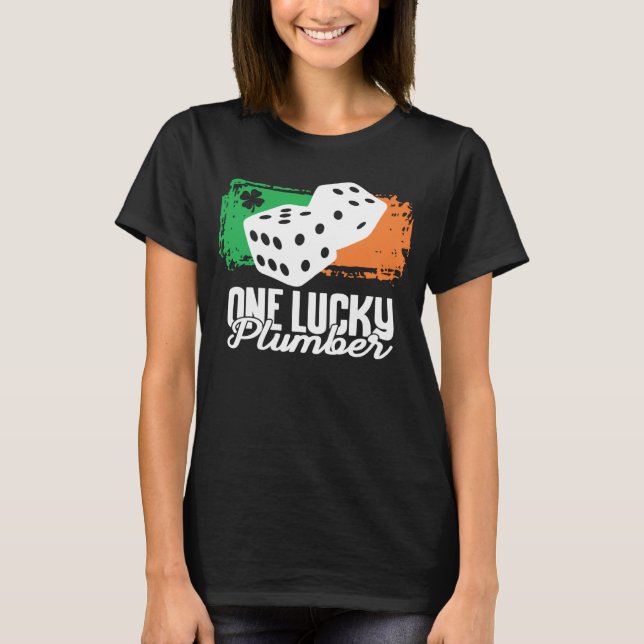 Camiseta One Lucky Plumber Dice Game  Family Group Matching (Frente)
