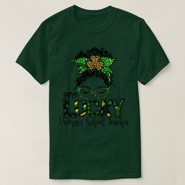 Camiseta One Lucky Primary School Teacher St Patrick Day Te (Frente do Design)